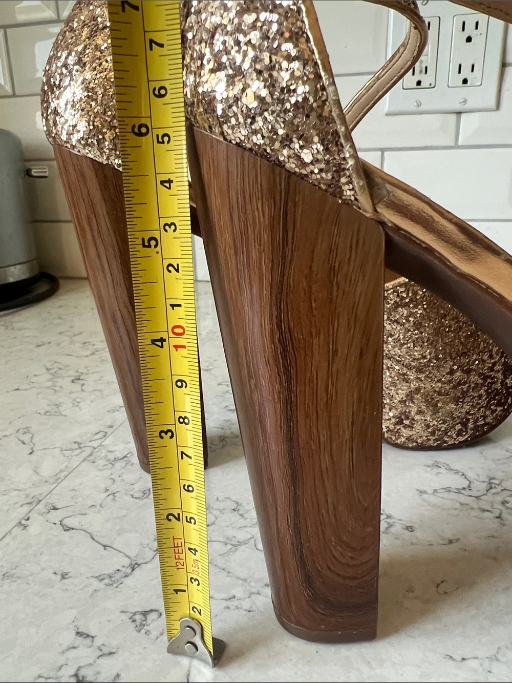 Disco Gold Glitter Platform - Jessica Simpson Dani Sz 11 - Picture 8 of 9